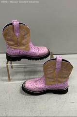 Roper Purple Tan Faux Ostrich Western Ankle Cowboy Boots Womens Size 6