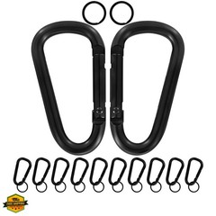 13 Colors Heavy Duty Aluminum D Carabiner Clips & Key Rings, Black & Sliver C…