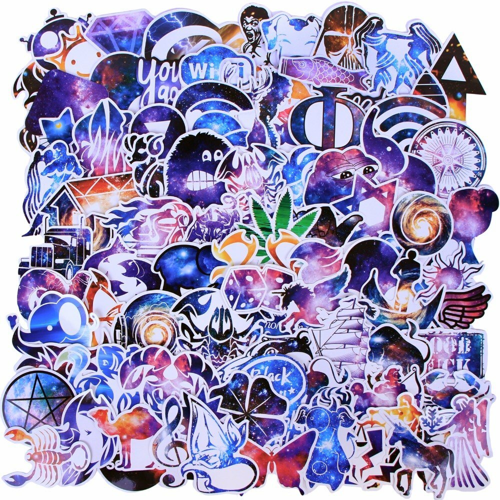 Galaxy Print Star Theme Vinyl PVC Sticker Pack, Lot Bomb – Skateboard Laptop JDM