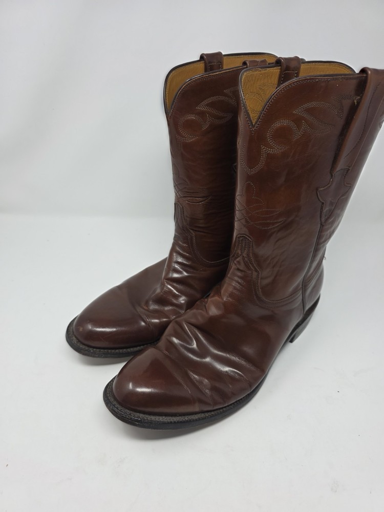 Lucchese Handmade Brown Leather Cowboy Boots Men’s 10.5D Western Boots USA
