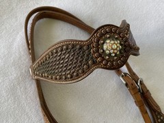 GORGEOUS Custom Crystal & Beaded Tack SET~HEADSTALL~BREAST COLLAR~HAND PAINTED