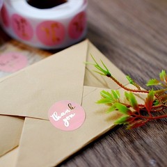 500 Blush Gold 1″ Round Self Adhesive Thank You STICKERS DIY Craft Favors Labels