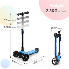 Besrey Kick Scooter 3 Wheel Scooter for 2-10 Years Girls and Boys,Blue
