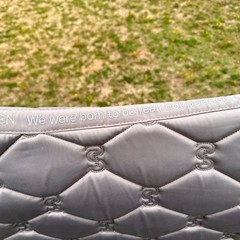 PS of Sweden Dressage Saddle Pad Taupe Greige Monogram Quilted Silver Trim FS