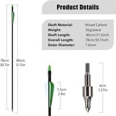 Archery 57″ Takedown Recurve Bow Set 12 Pcs 30 Inch Fiberglass Practice Arrows