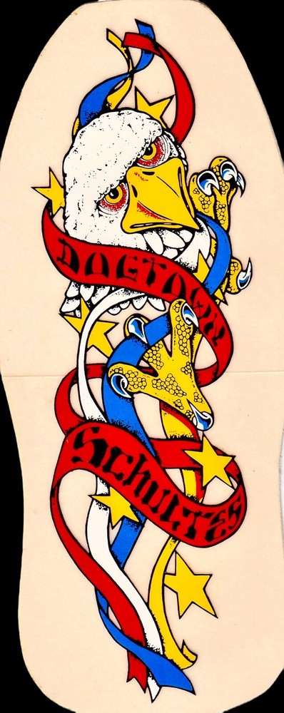 Vtg 1980’s Dogtown Skateboard’s Sticker Schultes Bald Eagle Red, White & Blue