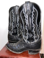 TONY LAMA COWBOY WESTERN BOOT LIZARD LOWER BLACK Sz. 8.5D Men Style 8539