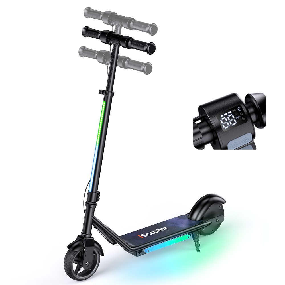 Kids Electric Scooter 150W Age 6-14 Kick E-Scooter Adjustable Height 3 Speed LED