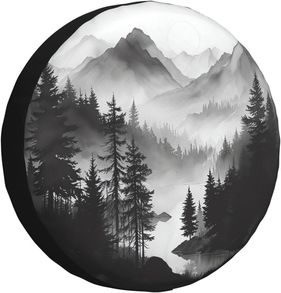Spare Tire Cover Mountain Lake Tree Landscape Wheel Covers Weatherproof Universa