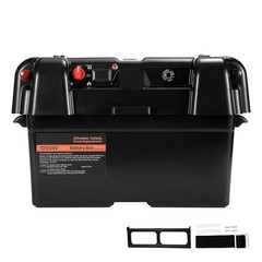 Group 24/ 27 Trolling Motor Battery Box, 12V/ 24V Marine Case with Straps