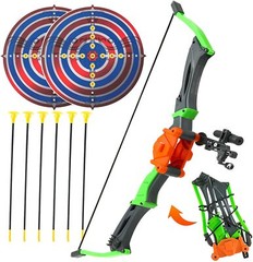 SMALL FISH Bow and Arrow Toy Archery Set for Kids Arrows and 2 Targets Ages 3-12