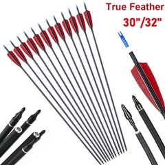 30″/32″ Turkey Feathers Carbon Arrows Spine500 for Compound Recurve Bow Hunting