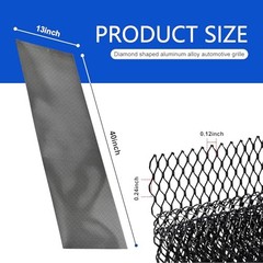 40″x13″ Universal Car Grill Mesh, Aluminum Alloy Automotive Grille Insert