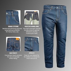 – Men Engineered Protective Jeans Aramid Lining 34W x 32L Light-blue