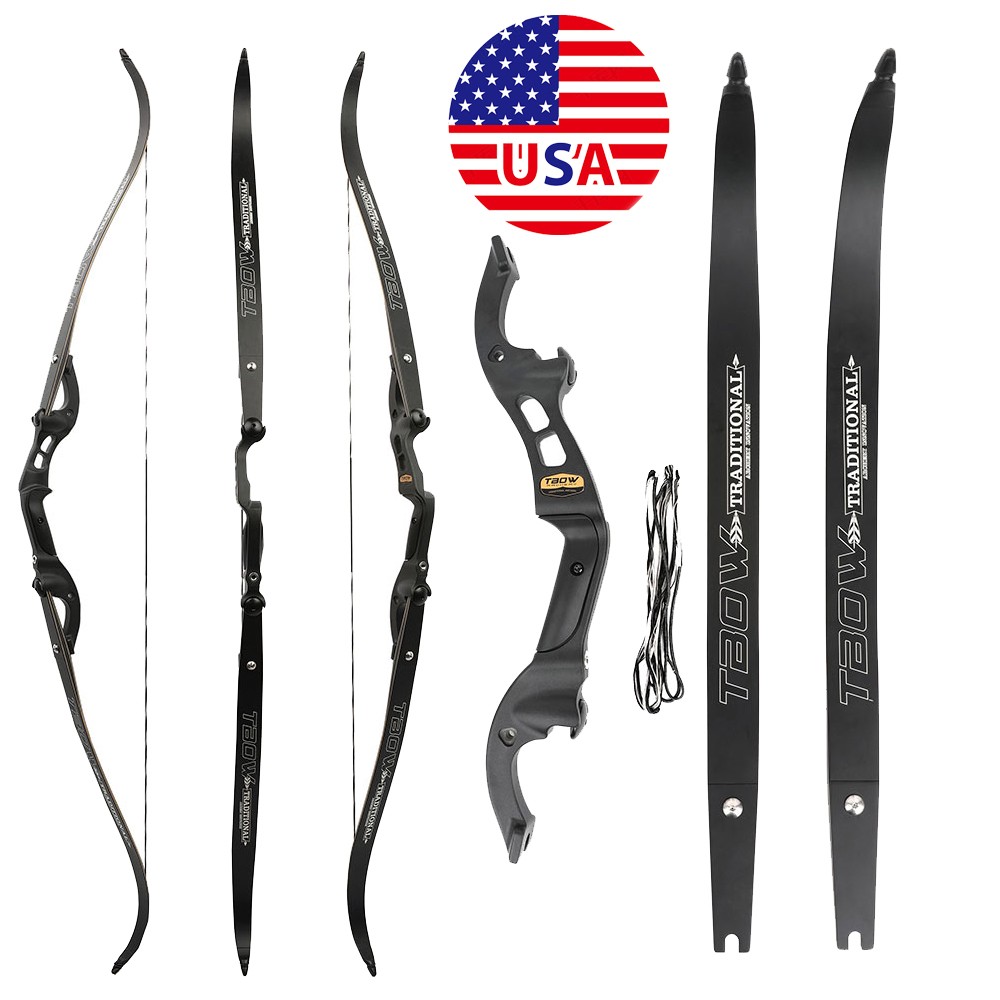 US 62″ Recurve Bow F Interface 25-60lbs Limb 19» Riser Archery Hunting Shooting