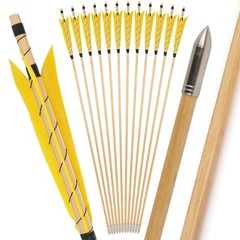 12X 32″ Wooden Arrow OD8mm Archery 5″ Turkey Feather Traditional Recurve Longbow