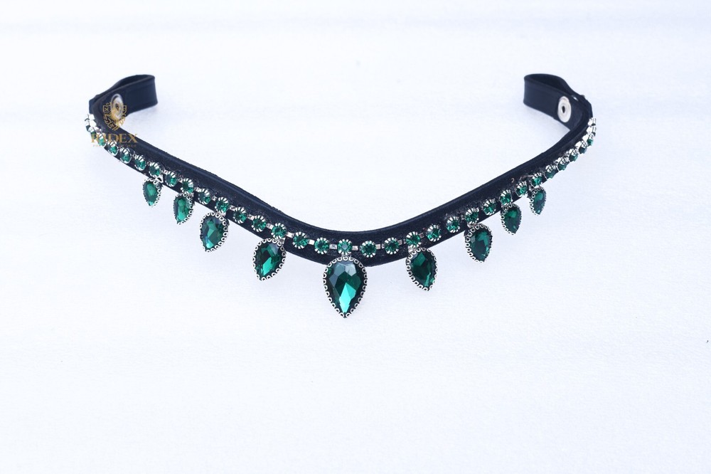 Horse Bling rhinestone snap browband Crystal Stone Durable Leather Bridle.