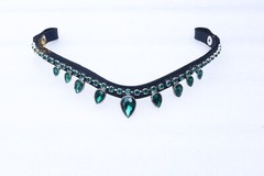 Horse Bling rhinestone snap browband Crystal Stone Durable Leather Bridle.