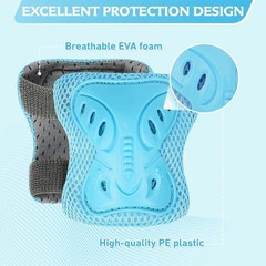6 in 1 Kids 3-10 Years Knee Elbow Pads Protective Gear Set for Skating Cycling B