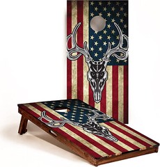 C201 Flag Deer Cornhole Board Wrap LAMINATED Wraps Decals Vinyl Sticker
