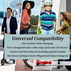 Coaxial 2-Wire Charging Port for Electric Scooters,Compatible with Razor MX12…