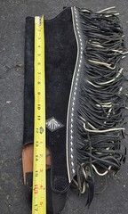 Suede Leather Chaps Fringe Horse Show Full Leg Zip Western Black Medium Adult(B7