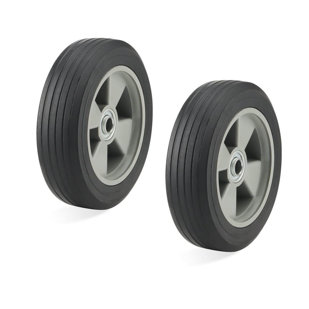 2 PCS 8 x 2.1 Inch Hand Truck Wheels, Flat Solid Rubber Replacement Tires for…