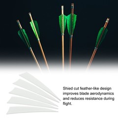 50 Pack Arrows Vanes 4 Inch Arrow Feather Left Wing White for DIY