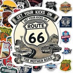 30Pcs Random Route 66 Sign Shaped HighWay Travel Waterproof Stickers