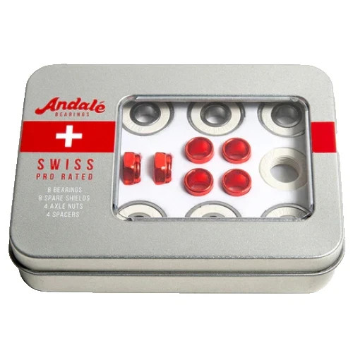 Andale Swiss Pro Rated Skateboard Longboard Bearings Kit Set/8 NEW w/Tin Box