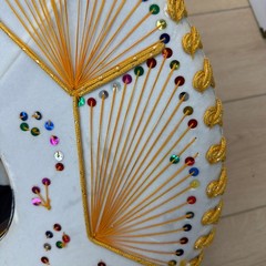 Pigalle XXXXX White Charro Sombrero Hat with Gold Trim and Sequins 23 in