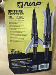 NAP SPITFIRE 3 Blade 125 Grain Broadheads 3 Pack New Archery Products 60-245 NEW