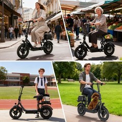 Electric Scooter with Seat for Adults,Commuter Foldable 500W 48V 22Ah Battery US