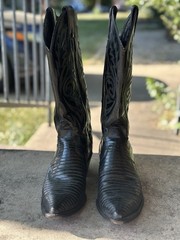 Justin Black Lizard Print Western Cowboy Boots Women s Size 7 1/2B