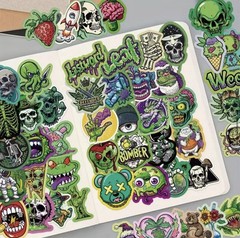 50pcs Weed Stickers Cannabis 420 Green Leaf Smoking Vinyl Decals US Seller
