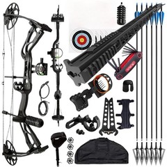 Hunting set 320FPS 0-70lbs Compound Bow Archery Set Sight Carbon Arrows Feathers