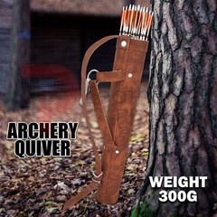 Archery Quiver Handmade Cowhide Leather Quiver , Brown Arrow Quiver For Hunting