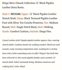 Dingo 12″ Slouch Men’s Western Boots Size 10 Distressed Black 15240 Vintage