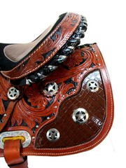 GAITED WESTERN SADDLE 17 16 15 PLEASURE SHOW HORSE TRAIL TOOLED LEATHER TACK SET