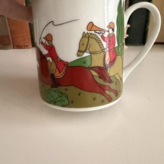 Vintage Horse Rider Hunters And Dogs Hunting Red Fox Equestrian Mug Set Japan