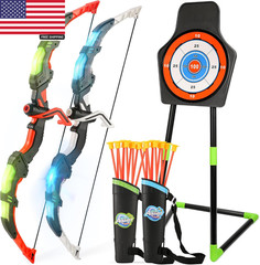 Bow and Arrow Set for Kids, 2 Pack LED Light up Archery Set with 20 Suction Cup