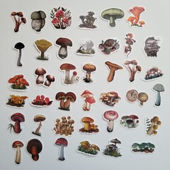 40pcs Vinyl Cute Mushroom Sticker Pack For Journaling,Scrapbooking,phone