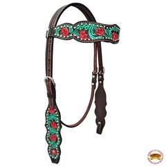 Western Headstall and Breast Collar Set HILASON Tooled Leather Horse Bridle Tack