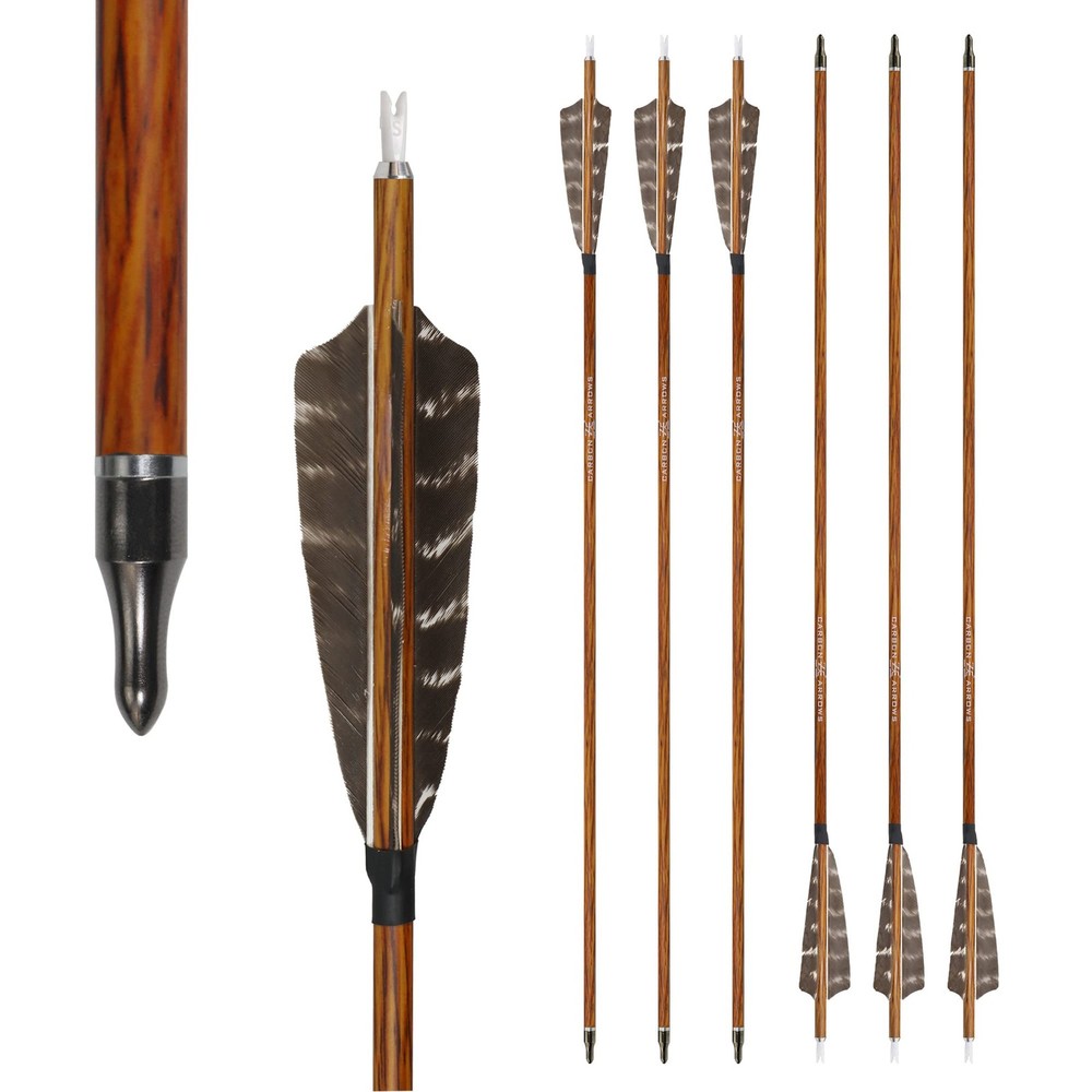 Archery Hunting Carbon Arrows, MS Carbon Fiber Arrow Spine 400 with Screw-in …