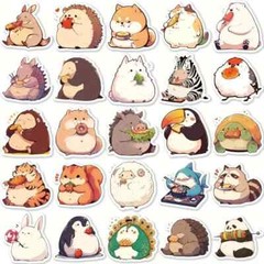 50 Pack of Chubby Animal Stickers for Laptop/Water Bottle/Phone Case/Tablet/iPad
