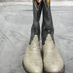 Tony Lama Western Boots Men 8.5D Blue Cowboy Antelope Leather USA Made 8056 RARE