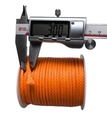 12 Strand Braided Dyneema Rope -3mm 700kg Fracture Strain – 3mmorange65ft
