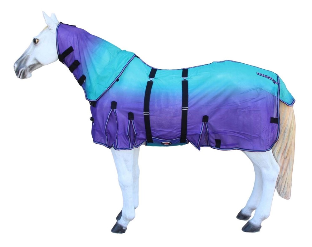 Challenger Horse Light Summer Airflow Mesh Scrim Sheet Removable Neck Purple