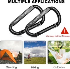 Carabiner Clip, 855lbs,3″ Iron Heavy Duty Caribeaners for Hammocks, 3″, Black