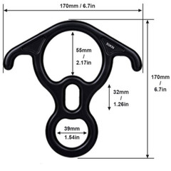 50KN Rescue Figure 8 Descender Large Bent-ear Rappel Gear Belay Climbing Device